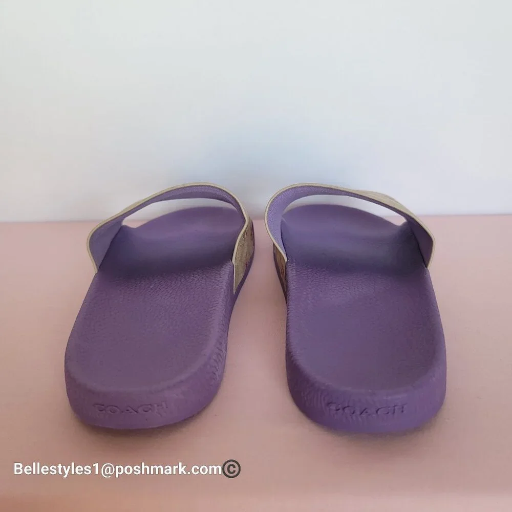 COACH Udele Sport Slide In Signature Canvas w Floral Print-Women’s Size 9B-Sand⭐ - Picture 9 of 16